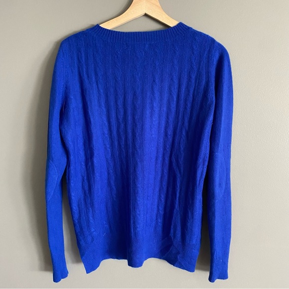Kenar Womens Blue 2 Ply Cashmere Cable Knit Sweater Pullover Size Medium - Picture 2 of 7